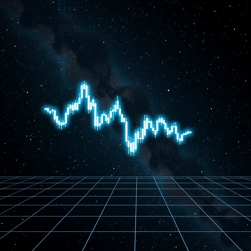 Deep space background with abstract financial candlestick patterns